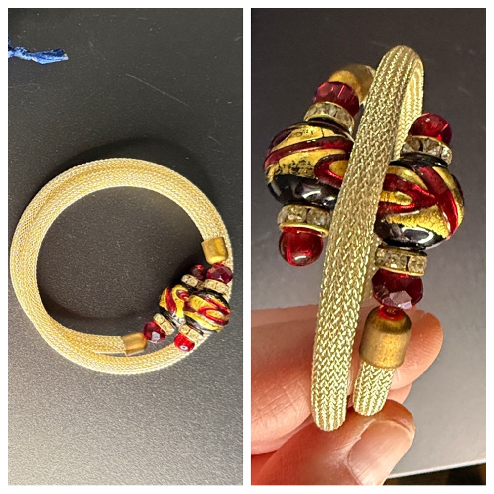 Stauer Murano Wrap Around Murano Bracelet (Red) red gold glass Dust Bag Venice